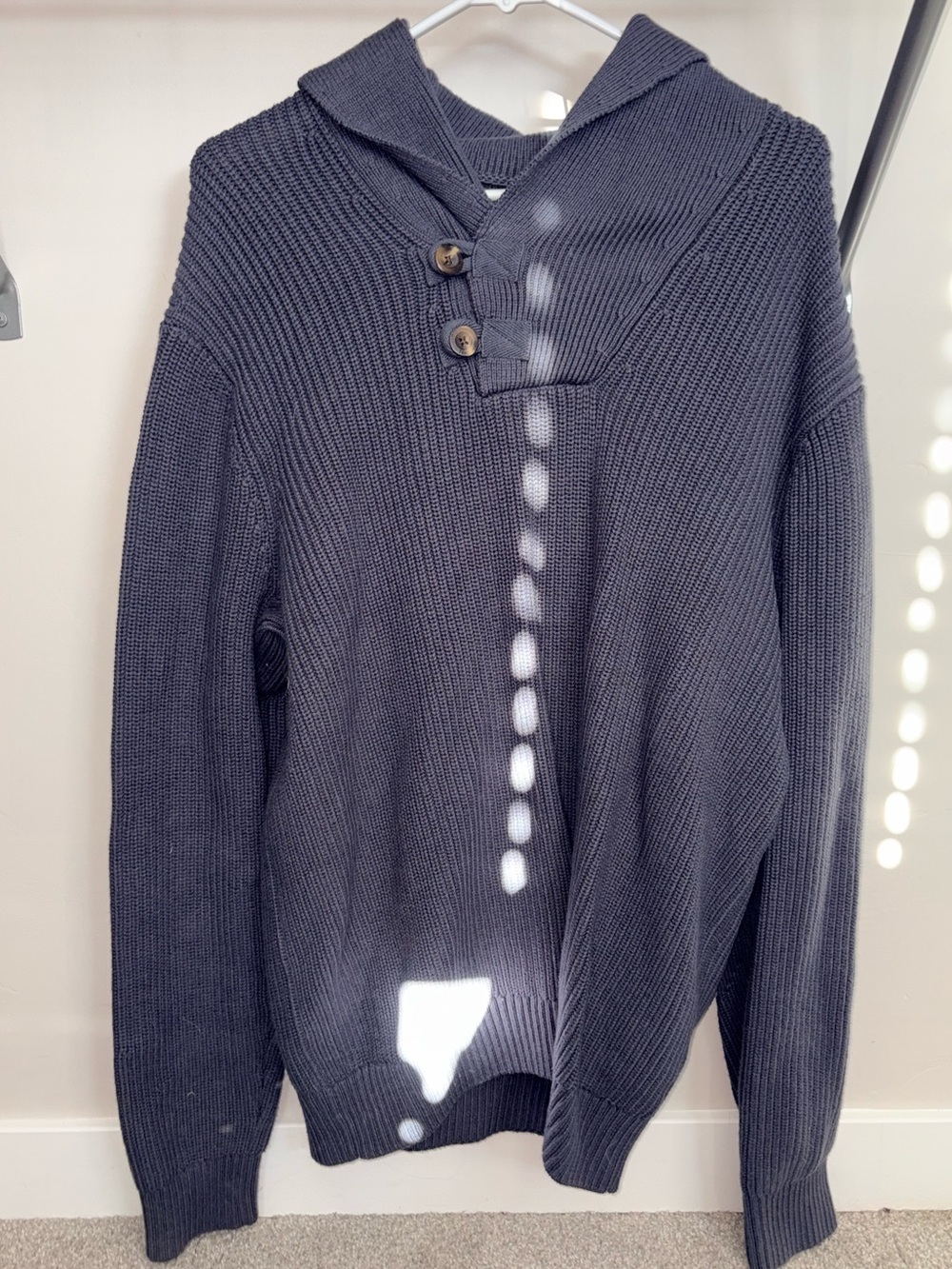 Duluth Trading Co Button Collar V-Neck Sweater
